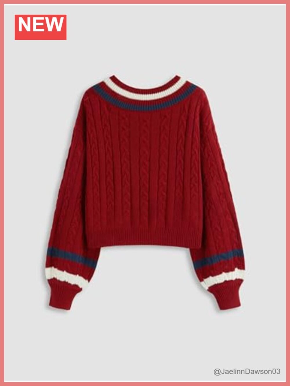 CIDER Cable Knit Sweater V Neck Long Sleeve Pullover Regular Fit Knit Top - Picture 4 of 5